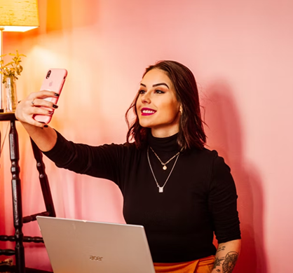 Content creator promoting products on social media